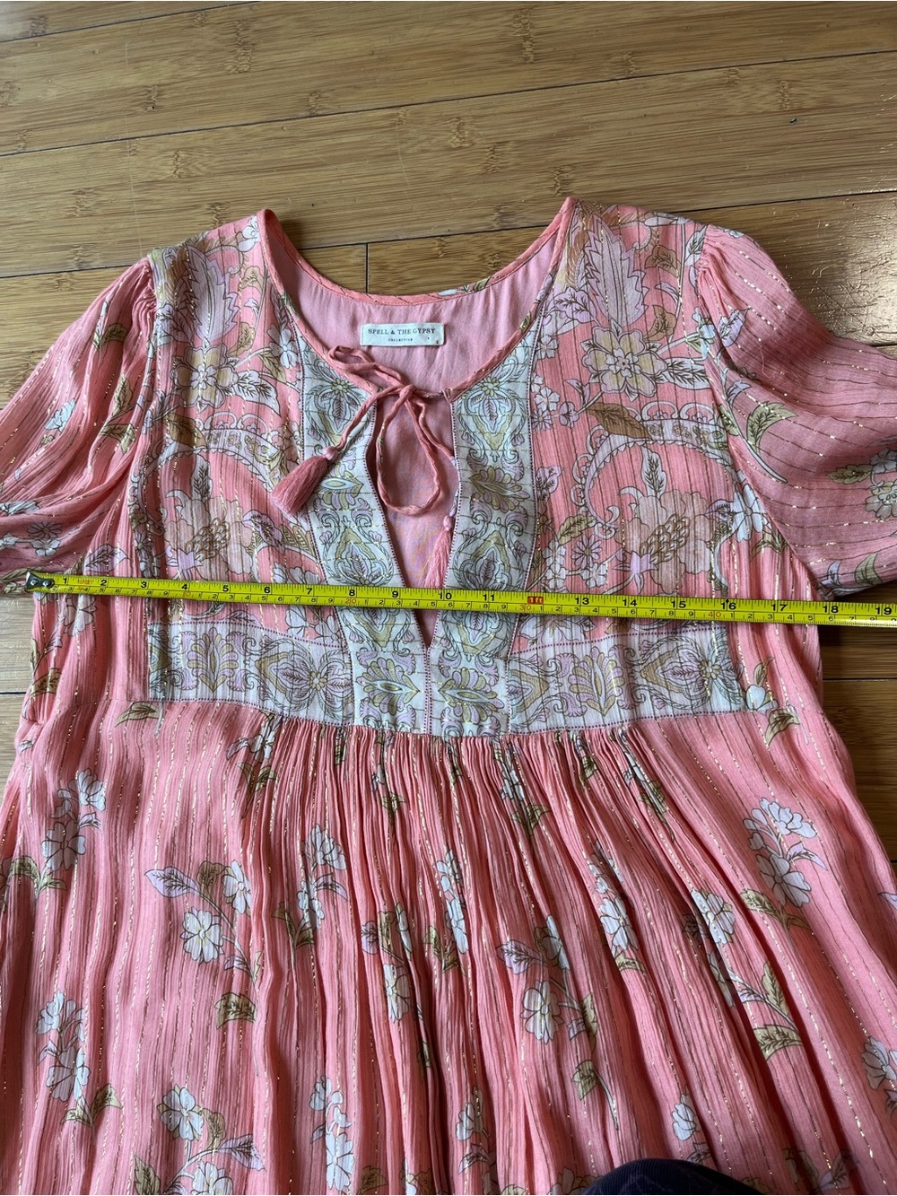 Spell & the Gypsey Hendrix Boho Romantic Midi Dress in Pink Floral - Picture 6 of 10